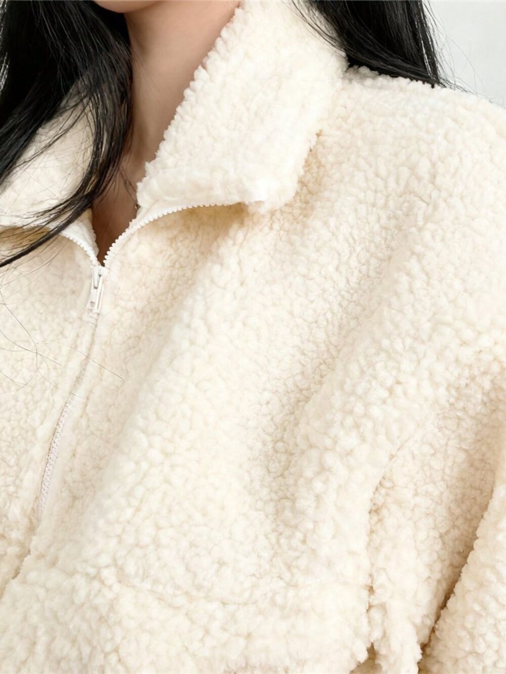 Apricot Casual Women's Elegant Zip-Up Short Teddy Coat - Picture 4 of 11
